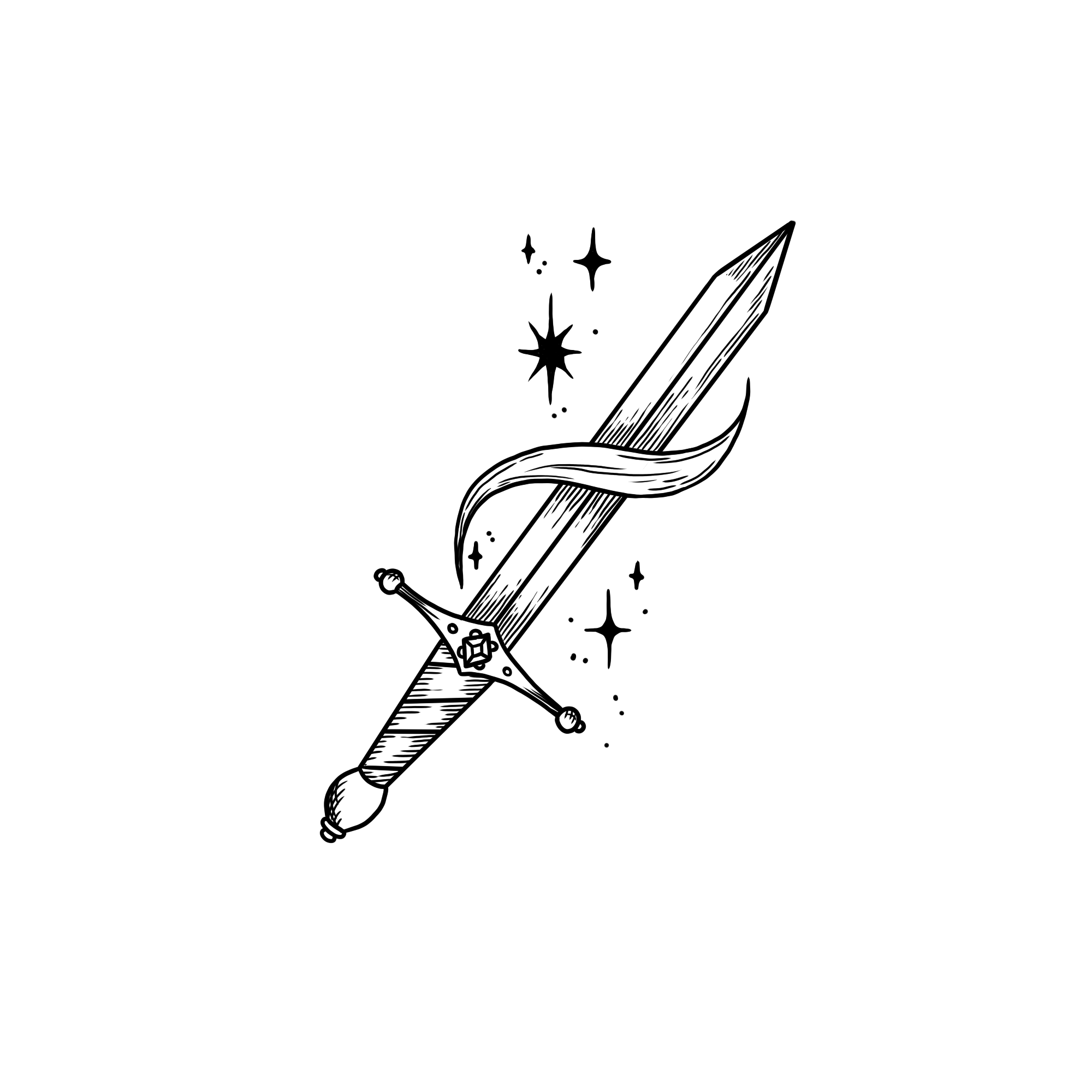 Hand-drawn sword emblem for Ironbound Academy